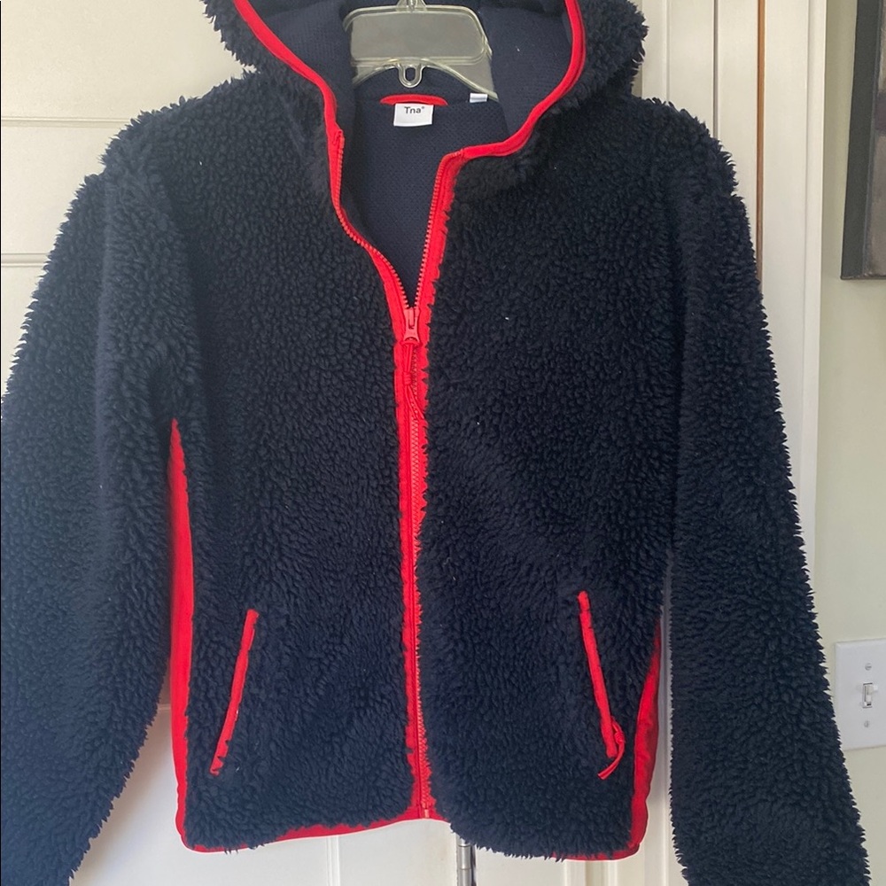 Navy and Red Sherpa Jacket